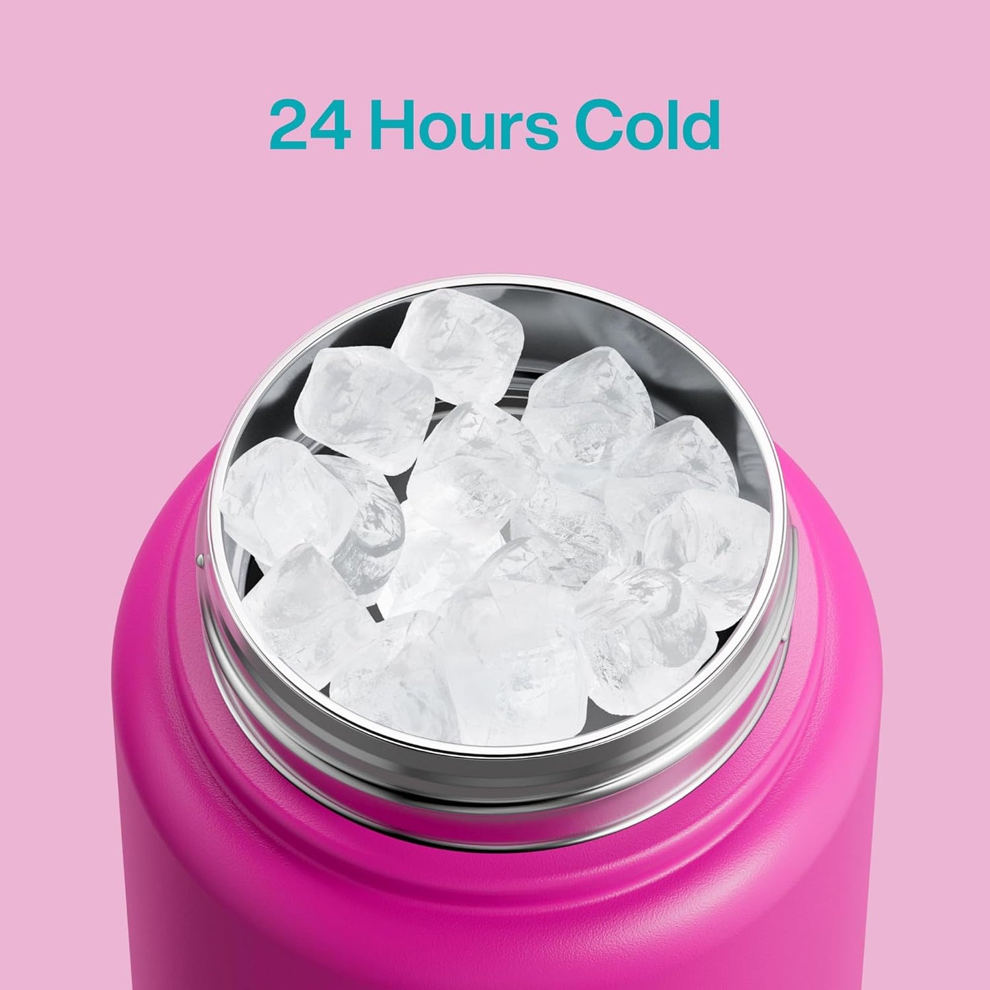ENCOOL Insulated Water Bottle with Straw Stainless Steel Water Bottle, Leak-Proof, BPA-Free, Double Wall Vacuum Keeps Cold for 24 Hours for Sports, Travel, School (26 oz, Cotton Candy) - Colors C