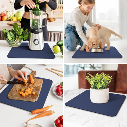 WISELIFE Dish Drying Mat Super Absorbent Drying Mat Large Dish Drying Mats for Kitchen Counter Easy Clean Dish Mat Kitchen Drying Mat15"x 18" Stylish Grey