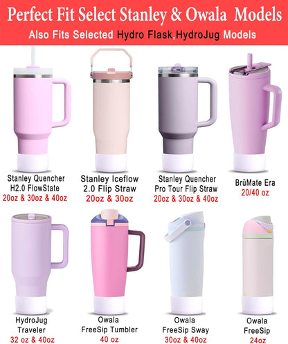 KTKUDY 2Pcs Silicone Boot for Stanley Quencher Tumbler 30 oz 40 oz & IceFlow 20 oz 30 oz & Fit Owala Freesip Water Bottle & Fit Hydro Flask & More - Cup Bottom Accessories Fit Stanley Cup