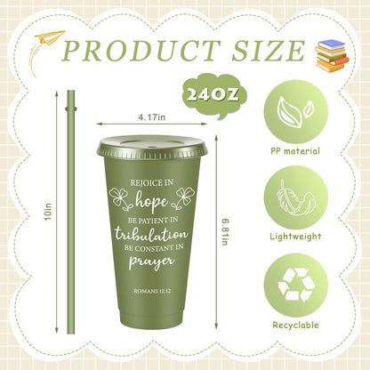 Uiifan 30 Pcs Christian Gifts Cups Bulk for Women, 24oz Bible Verse Christian Tumblers with Lids and Straw, Religious Church Gifts for Mother's Day (Fresh Color,Bible)