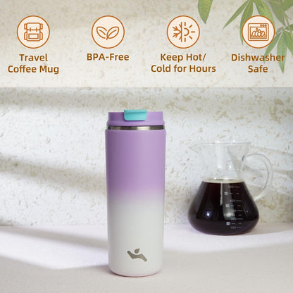 Konokyo Tumbler with Lid, 16 oz Travel Coffee Mug Double Wall Vacuum Stainless Steel Thermal Metal Cup Insulated Water Bottle,Navy Blue