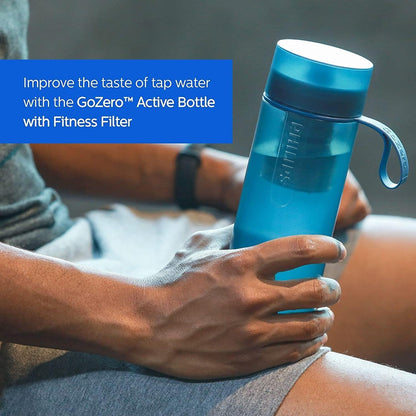Philips Water GoZero Active BPA-Free Water Bottle with Fitness Tap Water Filter, Sport Squeeze Water Bottle, Lightweight, 24 oz with Fitness Filter, Plum
