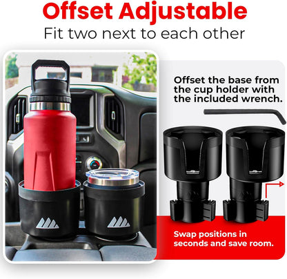 [Upgraded] Integral Ultimate Car Cup Holder Expander - Adjustable Base - Organizer & Expander for Vehicles - Compatible with Mugs, Yeti 14/24/36/46oz, Rambler, Hydro Flasks 32/40oz, 3.4"-4.0" Bottles