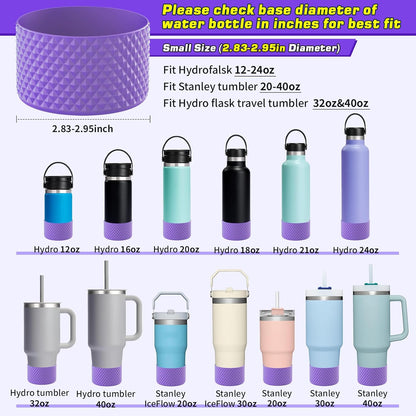 WUQID Water Bottle Boot, Diamond Silicone Boot Compatible with Stanleyy Tumbler 20-40oz & Hydroo Flask Bottle 12oz-24oz, Reduces Dents Sleeve Cover for More Bottles/Tumblers Bottom of 2.83-2.95in