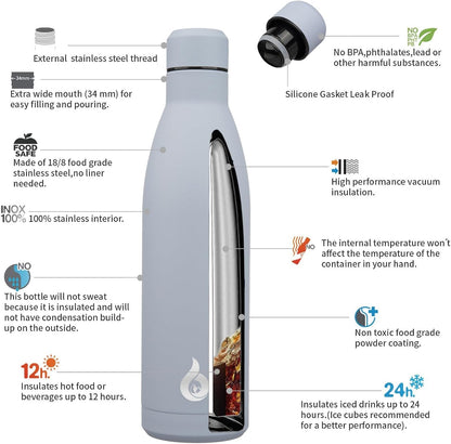 BJPKPK Insulated Water Bottle 12oz Small Stainless Steel Water Bottles Reusable Metal Thermal Keep Cold and Hot,Dreamy Purple - Colors B