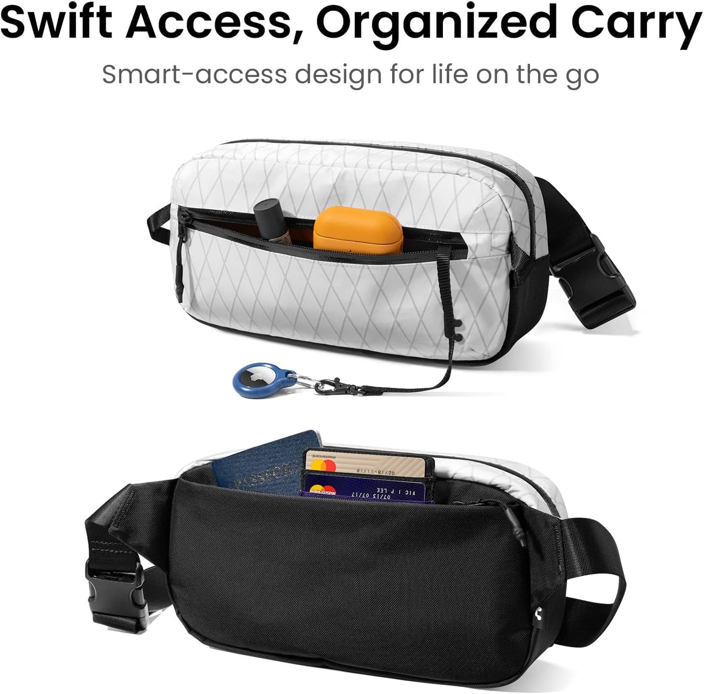 tomtoc 3.5L Sling Bag with RFID Blocking, Crossbody Bag Chest Shoulder Pack for Men and Women, Water-resistant Lightweight Casual Waist Fanny Pack for Travel/Daily Use