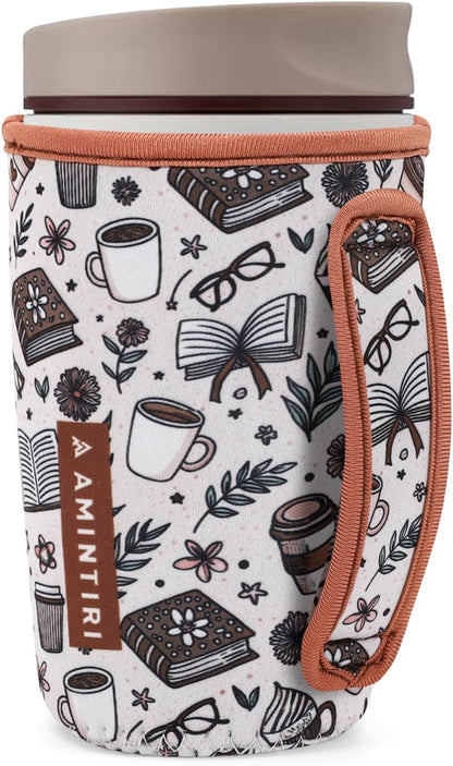 Cute Sleeve for Owala Coffee Tumbler, Neoprene Cover with Handle for Owala SmoothSip Slider, Scratch Resistant Coffee Mug Sleeve for Women to Office, Workout, Coffee Break. (Coffee Break)