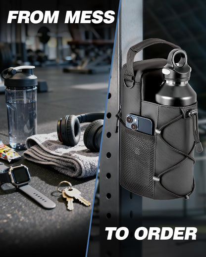 Magnetic Gym Bag for Men - Water Bottle Carrier Holder Bag with Shoulder Strap, 4 Built-in Magnets Gym Gifts for Men