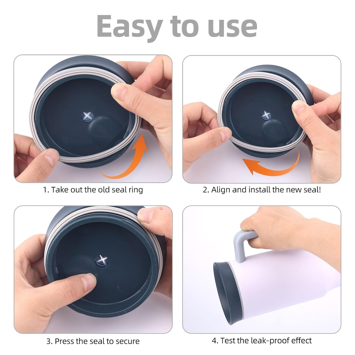 BOXOB 4pcs Gasket Replacement for Owala 40oz Tumbler, Silicone O Ring Water Bottle Ring Seal Lid Gasket Replacement Parts Accessories Compatible with Owala 40oz Stainless Steel Cup (Grey)