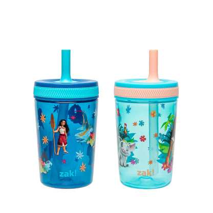 Zak Designs 15oz Bluey Kelso Tumbler Set, Leak-Proof Screw-On Lid with Straw Made of Durable Plastic and Silicone, Perfect Bundle for Kids, 2 Count (Pack of 1) - Colors B