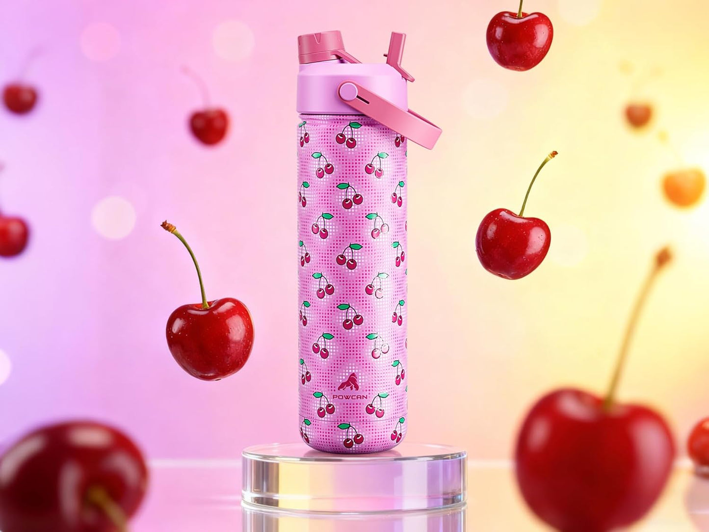 POWCAN 26 oz Insulated Water Bottle with 2-in-1 Straw and Spout Lid, Keep Cold 24H, Leak-Proof, Fits in Car Cup Holder, Stainless Steel Water Bottle for Sports, Travel, and School (Mint)