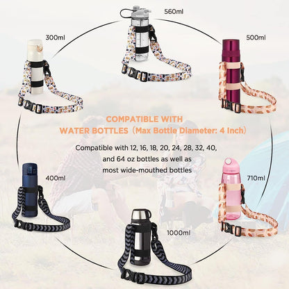 EasyAcc Water Bottle Holder Strap Sling, for Owala FreeSip 24 32 40 oz, Hydro Flask, Cirkul, Yeti, Stanley Flip, Universal Water Bottles, with Carabiner, for Walking Curise Travel (Bottle Excluded)