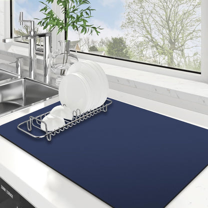 WISELIFE Dish Drying Mat Super Absorbent Drying Mat Large Dish Drying Mats for Kitchen Counter Easy Clean Dish Mat Kitchen Drying Mat15"x 18" Stylish Grey