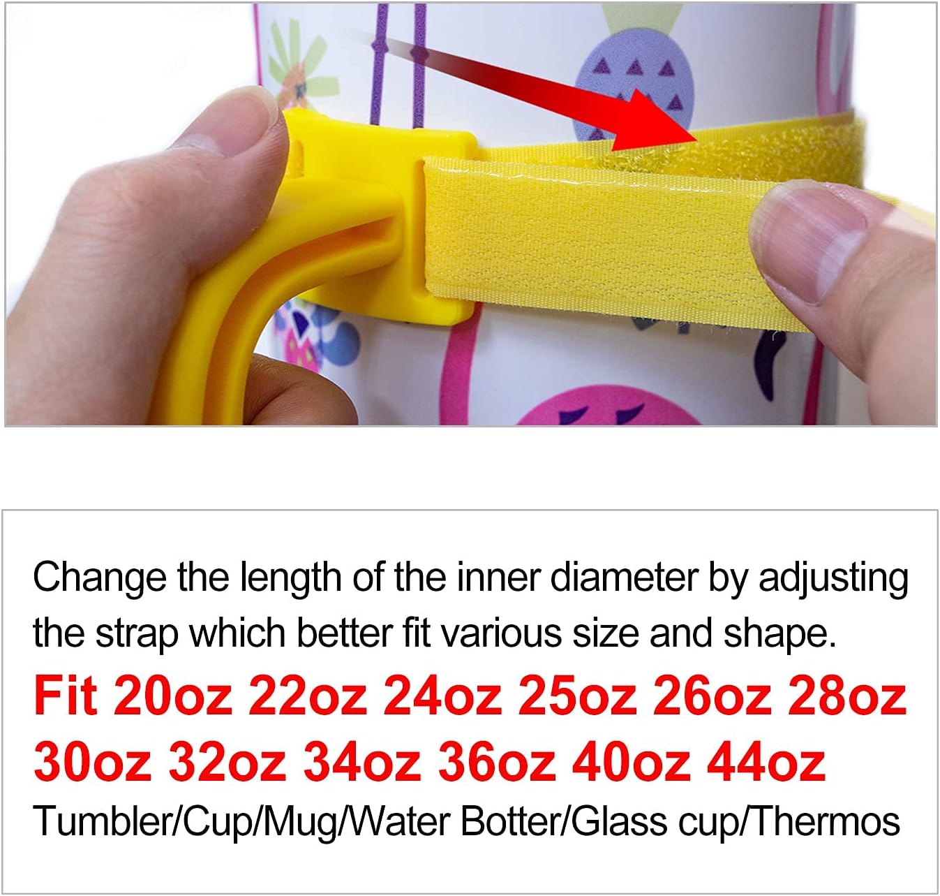 11 Colors Anti-Slip Adjustable Tumbler Cup Handle Fit 20 Oz to 44 Oz of YETI, RTIC, Ozark Trail, Simple Modern, SIC, SUNWILL, Tervis and More Brand Travel Tumbler Cup Mug NO Brand Limitid Black