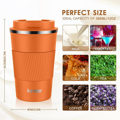 KETIEE Travel Coffee Mug Spill Proof 12oz, Insulated Travel Mug to Go, Reusable Coffee Cup with Seal Lid, Vacuum Stainless Steel Tumbler for Hot/Cold Drinks (Red)