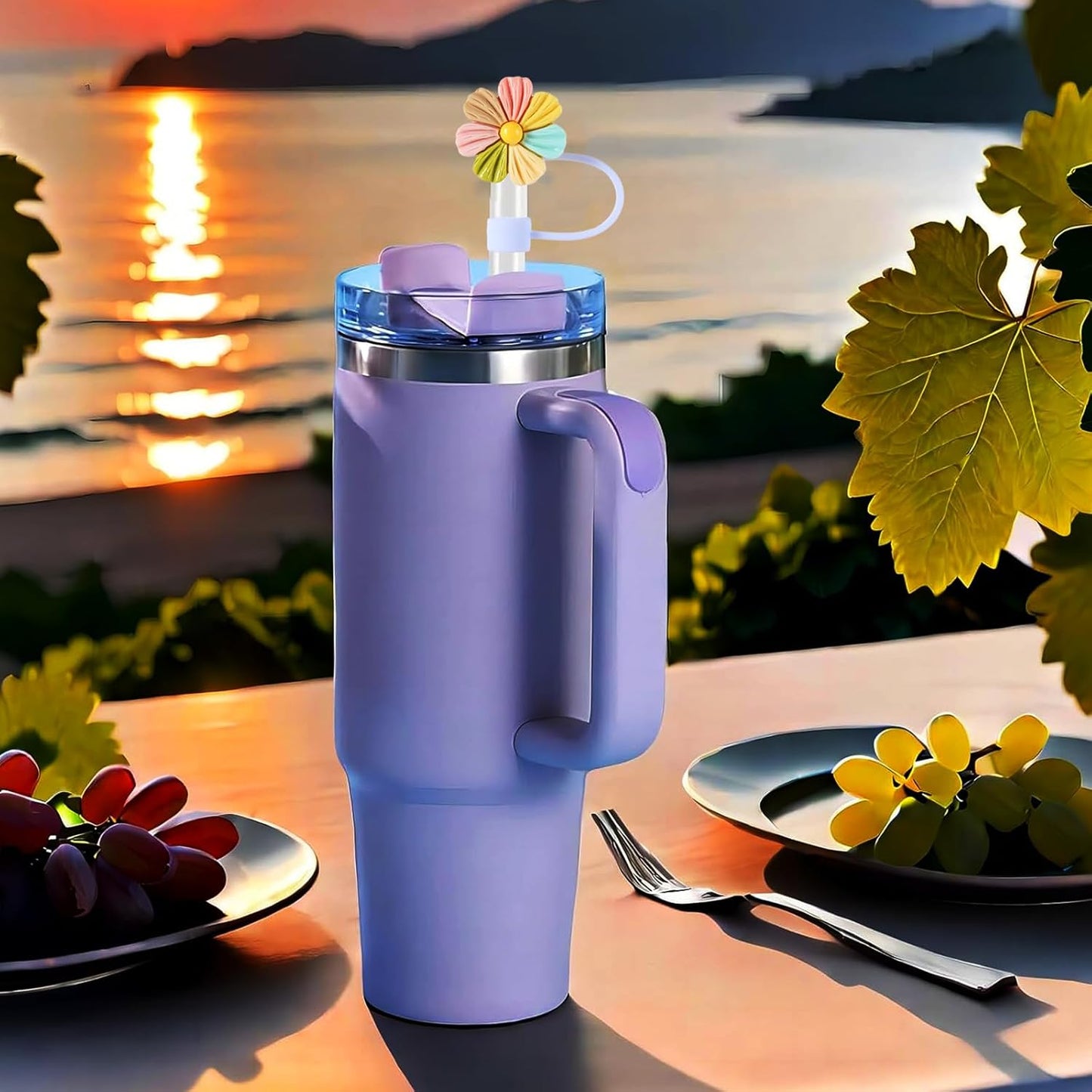 Silicone Straw Covers Cap Compatible with Stanley Cup 30 40 oz-Dust-Proof Reusable Straw Cover for Tumblers and Water Bottles
