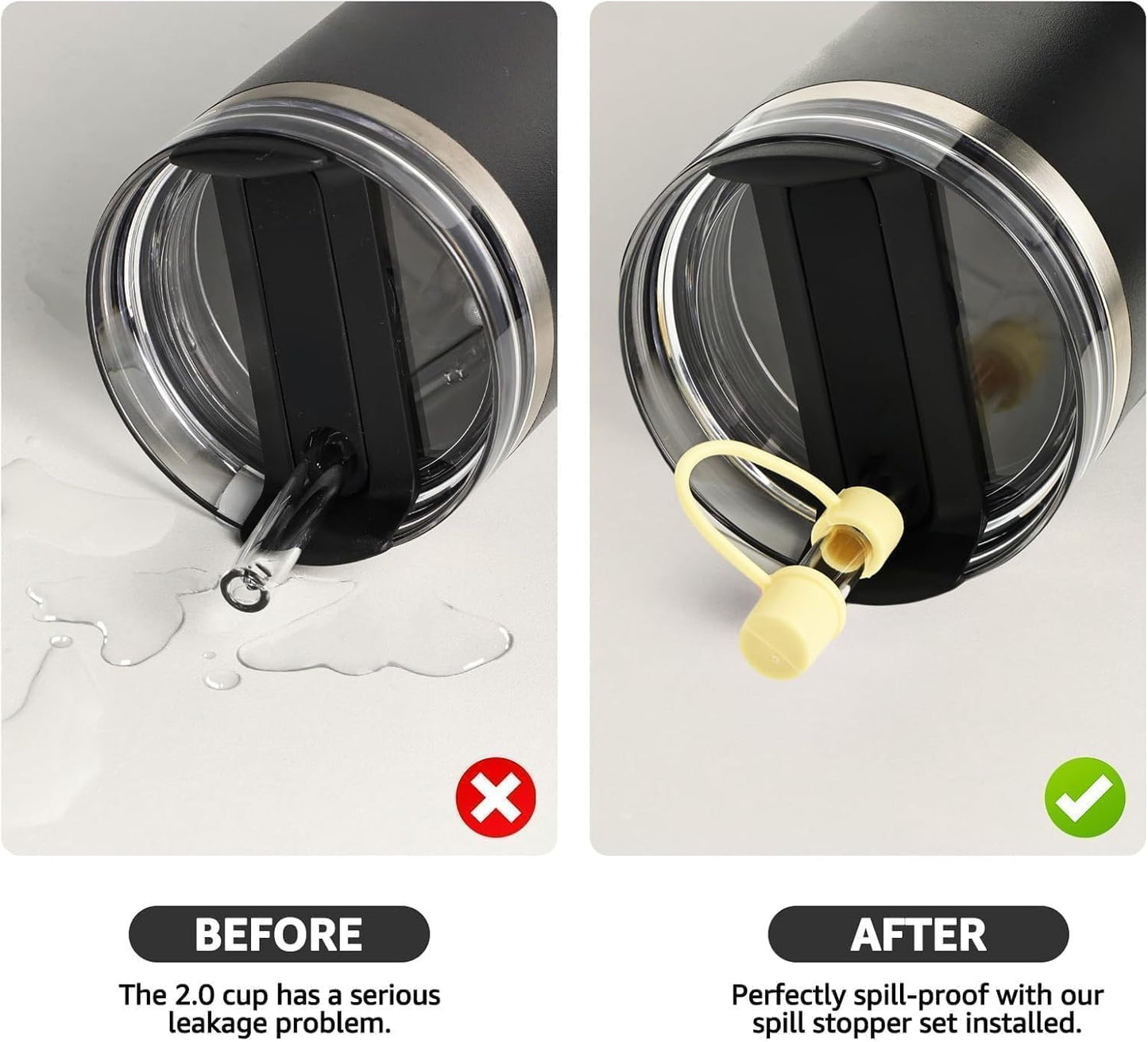 MOLOSLEEVE 21 Colors Straw Toppers Include A Set of Leak-proof Plugs, for Stanley Straw Covers Cap for Stanley Cup 2.0 30oz, 40oz, Silicone, Dust-Proof （Clear）