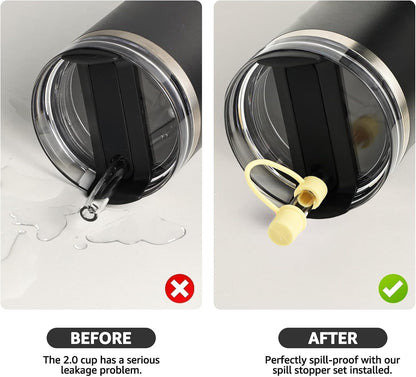 MOLOSLEEVE 21 Colors Straw Toppers Include A Set of Leak-proof Plugs, for Stanley Straw Covers Cap for Stanley Cup 2.0 30oz, 40oz, Silicone, Dust-Proof （Clear）