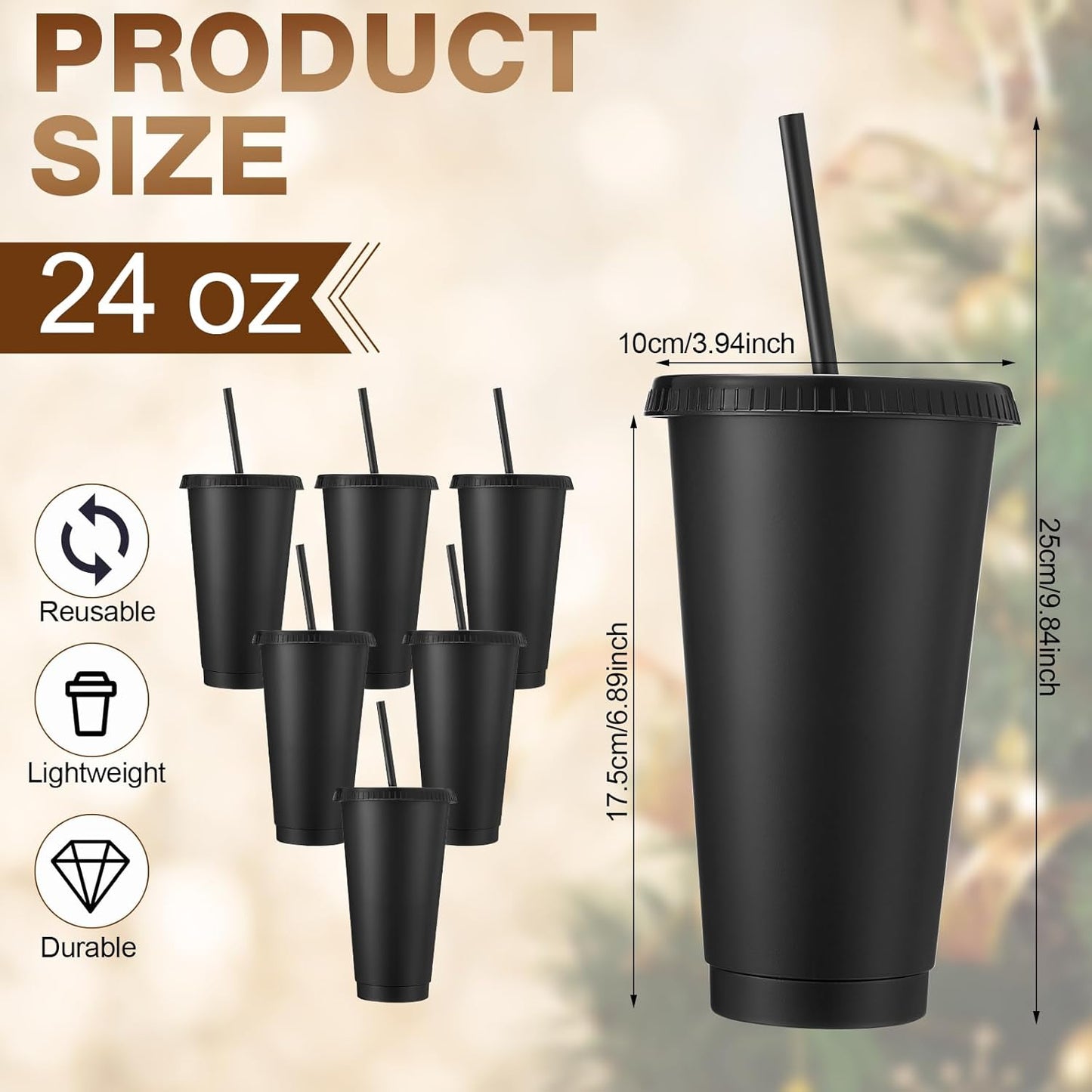 Honeydak 15 Pack Tumbler with Straw and Lid Bulk Cups for Gifts Water Bottle Iced Coffee Travel Mug Cup Reusable Plastic Tumblers for Party Birthdays 24-27 oz (Solid Color)