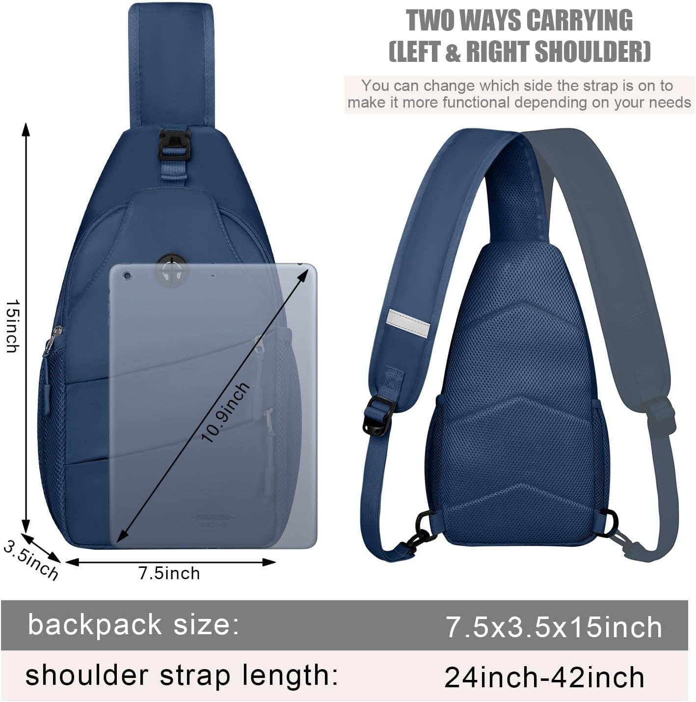 Pritent Crossbody Bags for Women Men Trendy Sling Bag Backpack Casual Chest Bag with Convertible Shoulder Strap