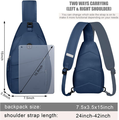Pritent Crossbody Bags for Women Men Trendy Sling Bag Backpack Casual Chest Bag with Convertible Shoulder Strap