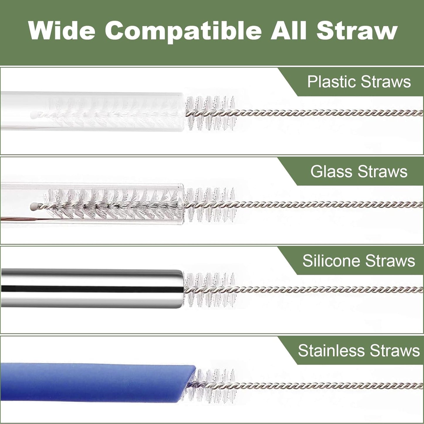 Straw Cleaner Brush for Stanley, 10Pcs Reusable Extra Long Straws Cleaning Brush for 14oz 20oz 30oz 40oz Stanley Mug, Cleaning Brushs for All Plastic, Glass, Stainless and Silicone Straw