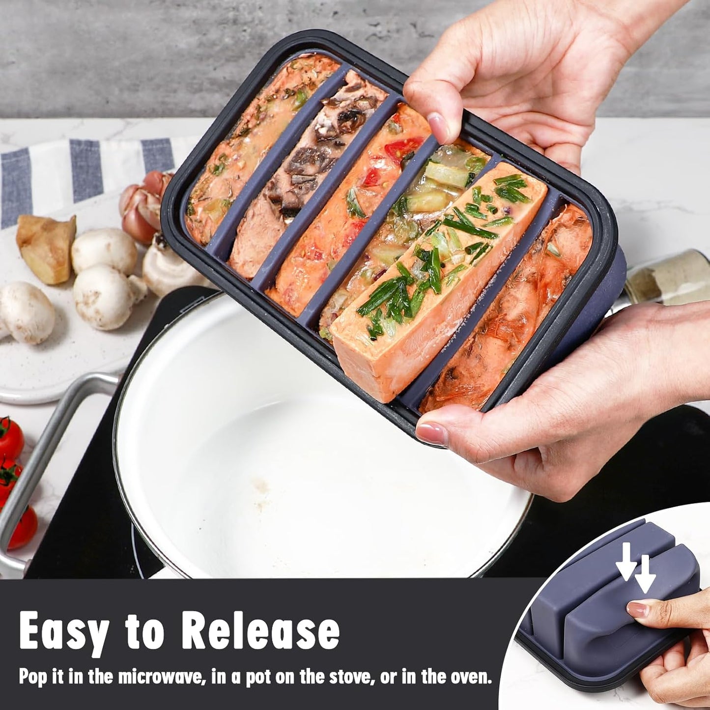 Webake Water Bottle Ice Cube Tray with Silicone Lids, 2 Pcs Long Ice Stick Molds - Stackable & Space-Saving, Perfect for Highball Drinks, Cocktail Parties & Sports Bottles
