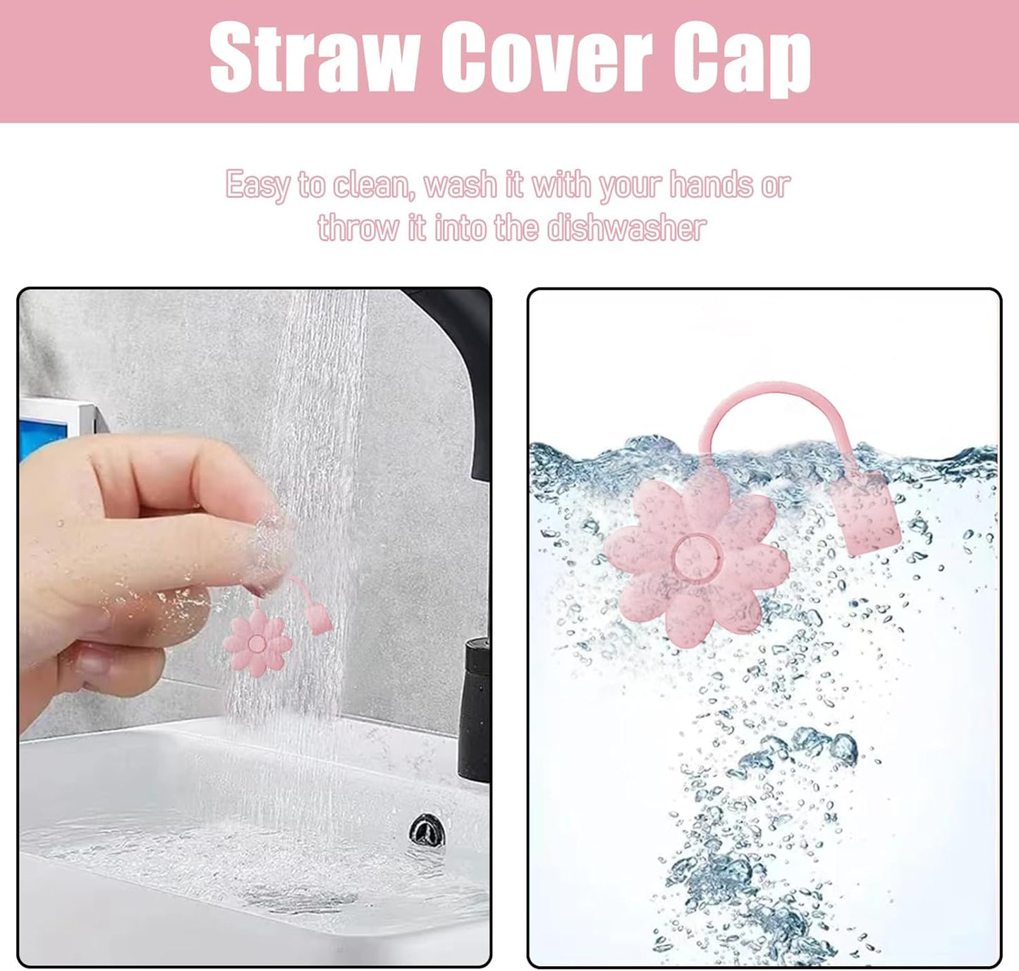 Flower Straw Covers Toppers for Stanley Cups 30&40 Oz Tumbler with Handle Accessories 4PCS Silicone Straw Caps Reusable Straws Tips Protectors for Stanley Cup 10mm 0.4in Straws,Off White