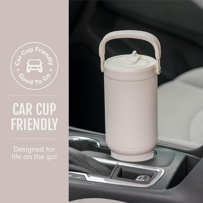 Ello Oasis Go+ 26oz Tumbler with Top Handle and Retracting Straw | Reusable Insulated Stainless Steel Cup, 100% Leakproof Water Bottle, 24 Hours Cold, Cup Holder Friendly For Travel | Wild Rasberry