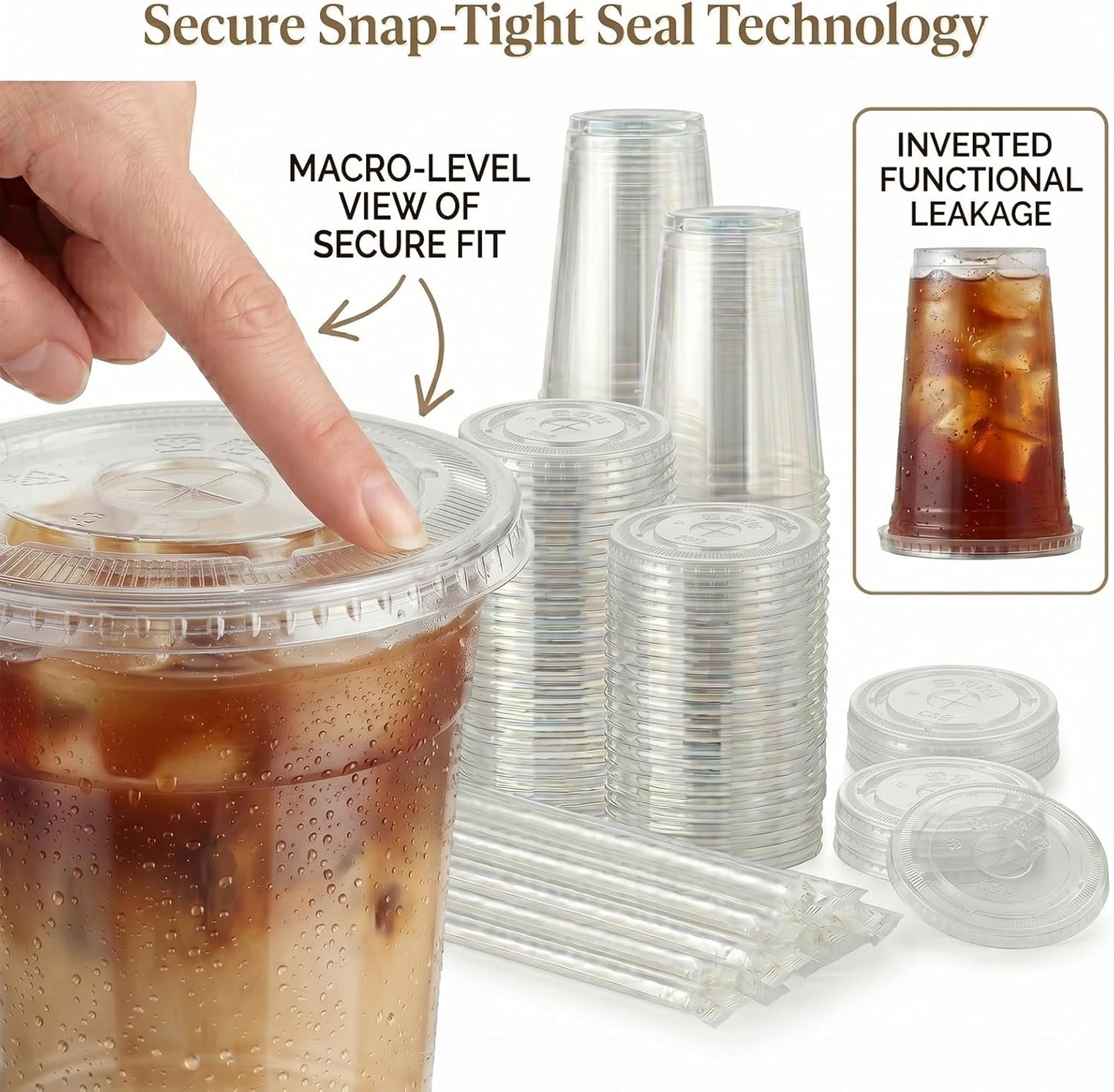 16 OZ Plastic Cups with Lids and Straws, 25 Clear Disposable Coffee Cups With Lids 16 OZ Disposable Cold Brew Cup for Parfait, Bubble Tea, Smoothies