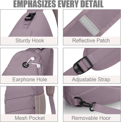 Pritent Crossbody Bags for Women Men Trendy Sling Bag Backpack Casual Chest Bag with Convertible Shoulder Strap