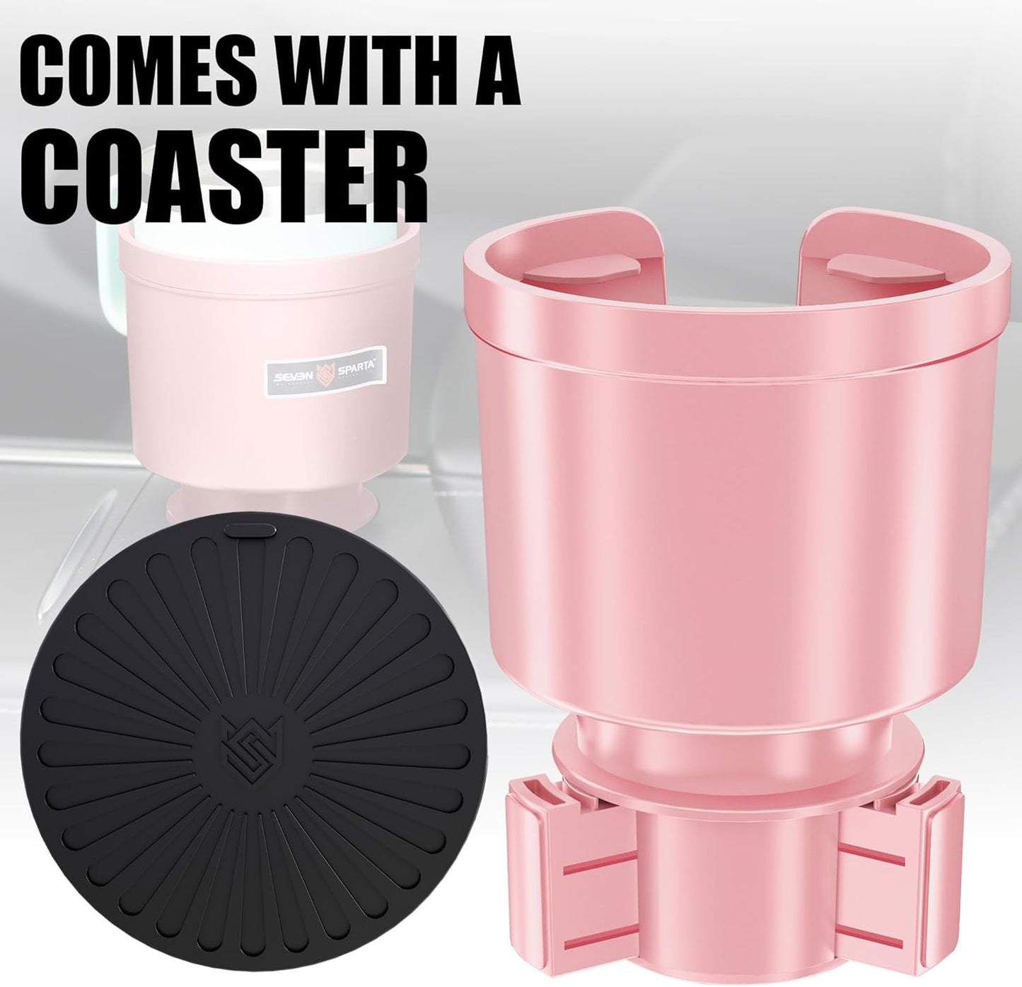 Upgraded Car Cup Holder Expander Adapter with Offset Adjustable Base, Compatible with Yeti 14/24/36/46oz Ramblers, Hydro Flasks 32/40oz, Other Large Bottles Mugs in 3.5"-4.0", 1 Pack