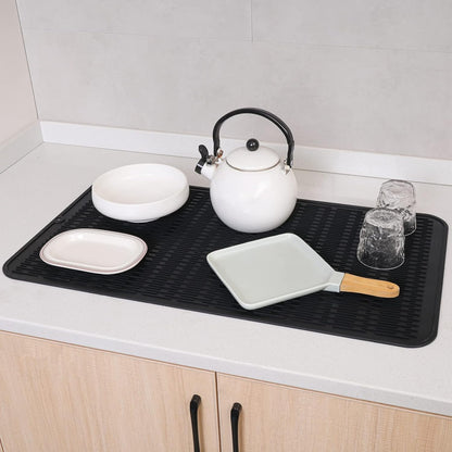 MicoYang Silicone Dish Drying Mat for Multiple Usage,Easy clean,Eco-friendly,Heat-resistant Silicone Mat for Kitchen Counter,Sink,Bar,Bottle,or Cup Green M 17 inches x 6 inches