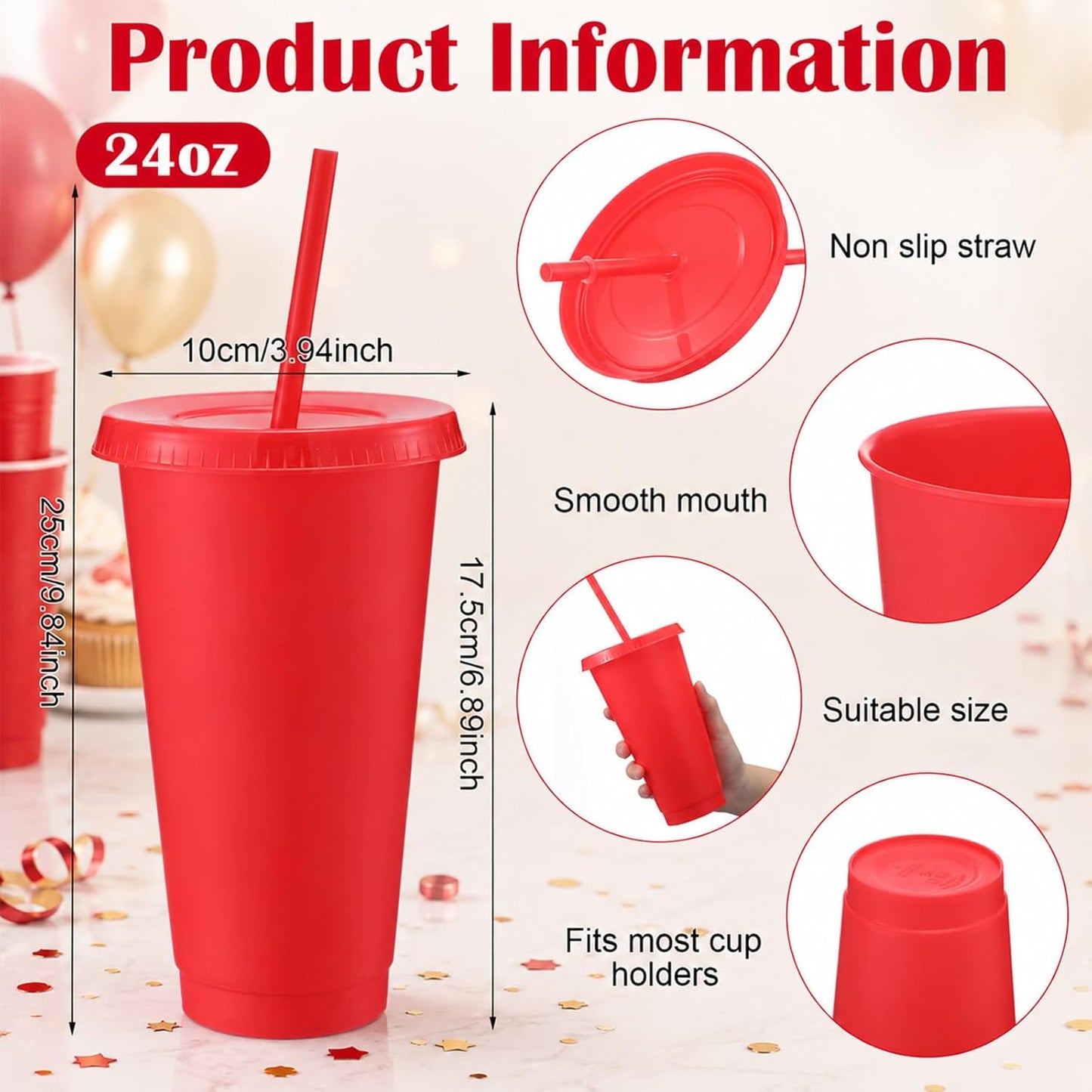 Honeydak 15 Pack Tumbler with Straw and Lid Bulk Cups for Gifts Water Bottle Iced Coffee Travel Mug Cup Reusable Plastic Tumblers for Party Birthdays 24-27 oz (Solid Color)