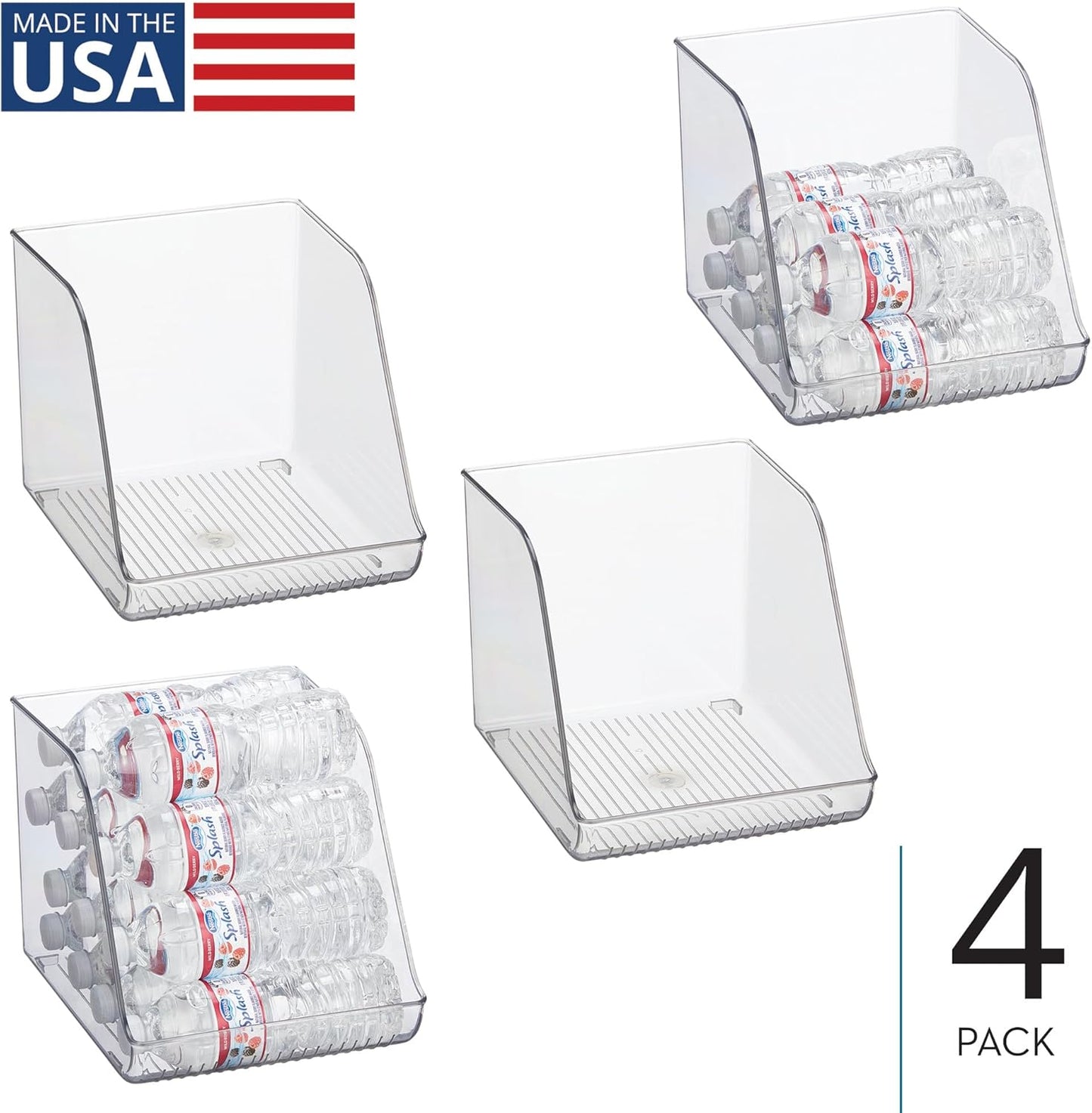 iDesign Water Bottle Organizer for Fridge or Pantry - Clear - Made in USA