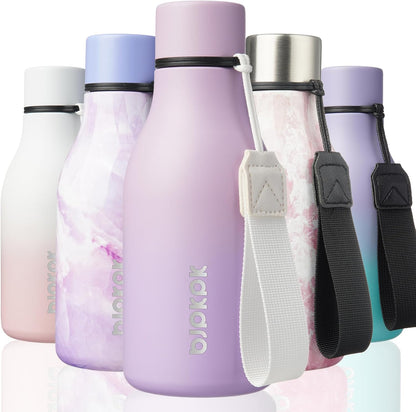 BJPKPK Insulated Water Bottles, 18 oz Stainless Steel Metal Water Bottle with Strap, BPA Free Leak Proof Jugs, Mugs, Flasks, Reusable Thermal Flasks for Sports & Travel, Black - Colors A