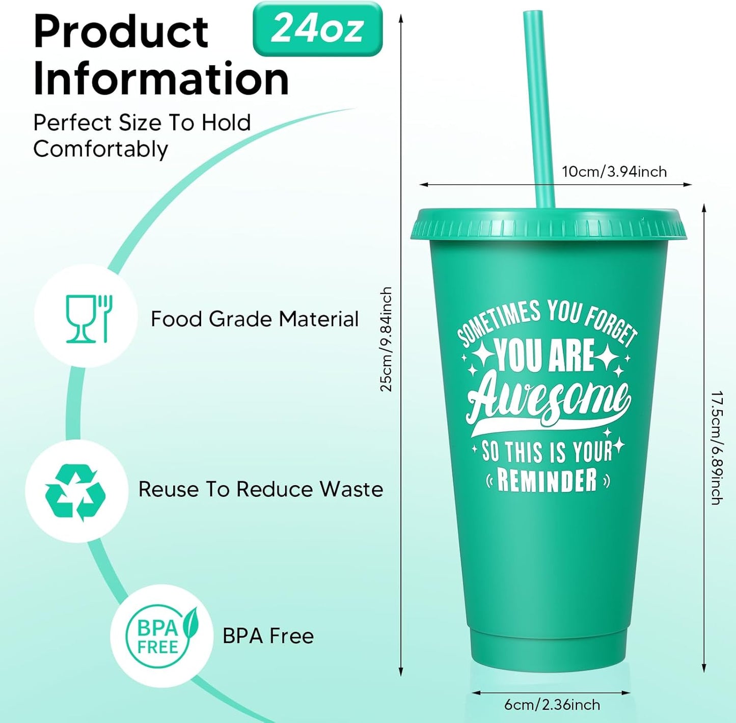 24 Pack Plastic Tumblers with Lids and Straw, Reusable Cups with Lids and Straws Colorful Cups for Cold Drink Iced Coffee, Plastic Tumbler Bulk for Party Birthday Gifts (24 oz, Stylish Colors)