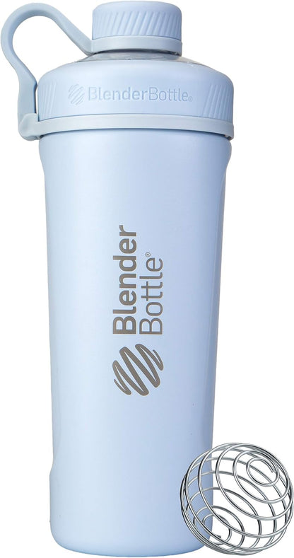 BlenderBottle Radian Shaker Cup Insulated Stainless Steel Water Bottle with Wire Whisk, 26-Ounce, Matte Black