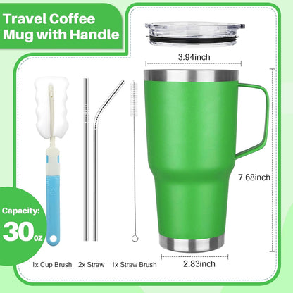 40 oz Tumbler with Handle, Insulated Tumbler with Lid and Straw, Reusable Stainless Steel Vacuum Insulated Cup, 100% Leak Proof Thermal Travel Coffee Mug Cup for Cold and Hot (Light Purple)
