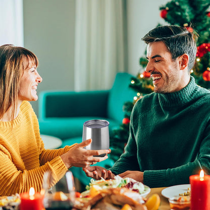 12oz/4 Pack Wine Tumbler Glasses with Lid Stemless Double Wall Vacuum Stainless Steel Travel Tumbler Keeping Cold & Hot for Wine,Coffee,Cocktails,Drinks-Family and Gifts (Multi color-dark)