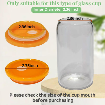 4 Pack Acrylic Lids for Glass Cups with Bamboo Lids and Straws, 2.75 inch/70 mm Acrylic Lids for 16 OZ Beer Can Cups with Wooden Lids, Replacement Canning Lids for 16OZ 20 OZ Glass