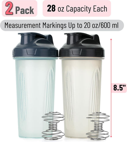 Mr. Pen- Protein Shaker Bottles, 2 Pack, 28 oz, Shaker Bottles with Leak-Proof Flip-Top Lid, Wire Whisk Ball for Smooth Mixing, Ideal for Protein Shakes, Smoothies, and Supplements