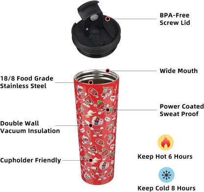 BJPKPK 22oz Insulated Tumbler With lid And Straw Stainless Steel Tumblers Travel Coffee Mug Reusable Thermal Cup,Sky