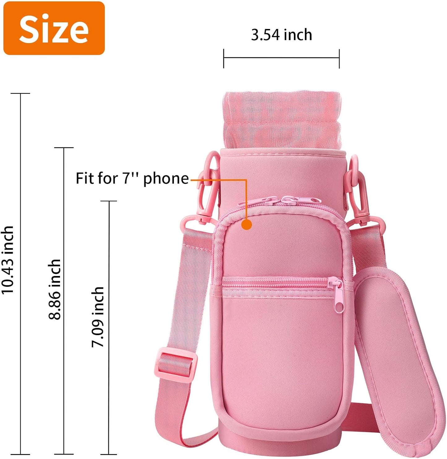 AceTreker 32/40/64/128 oz Neoprene Insulated Water Bottle Carrier Bag, Sling Bag Sleeve Pouch Holder with Strap & Paracord Handle and 2 Pocket for Travelling, Hiking, Camping
