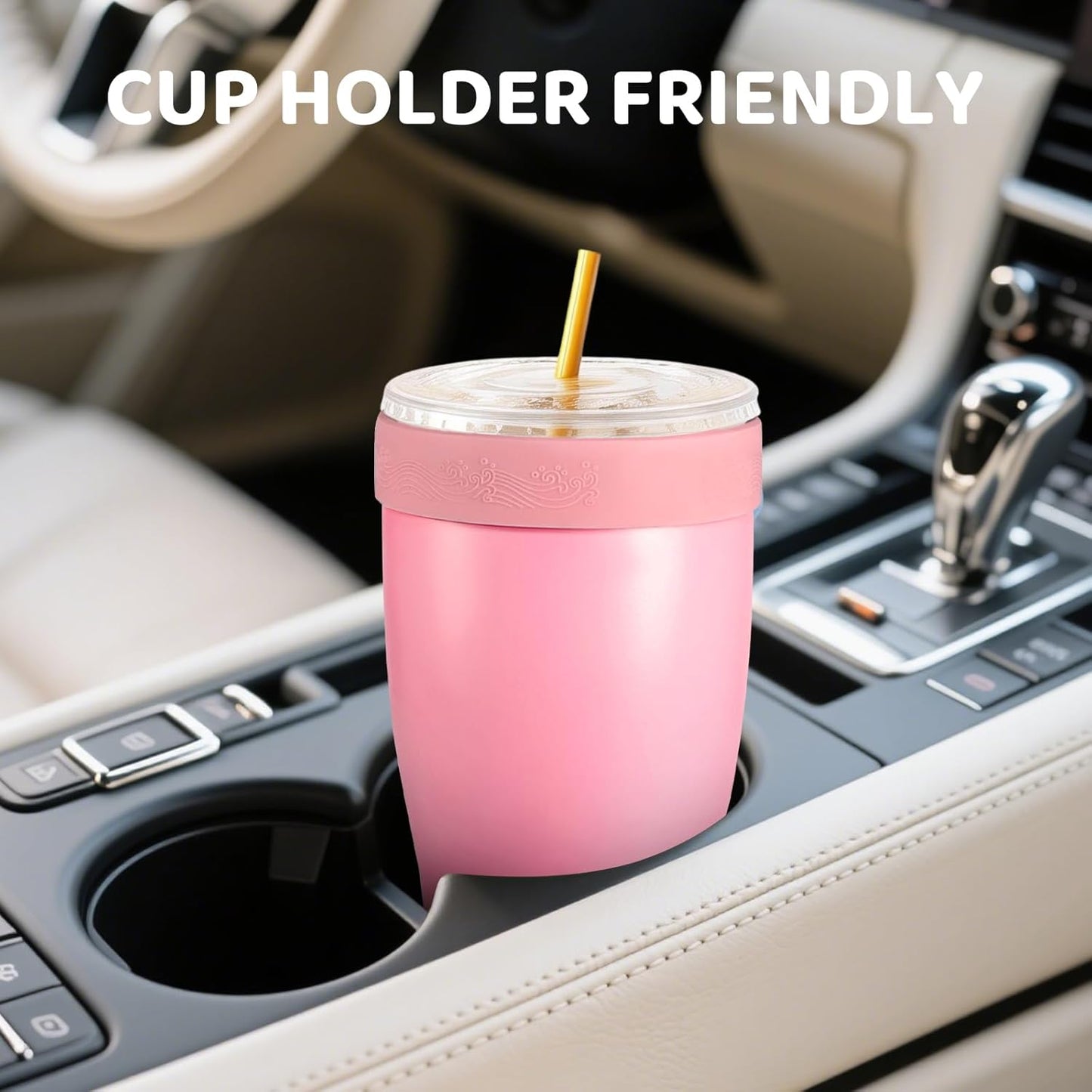 Universal Iced Coffee Sleeve,32oz Double Wall Stainless Steel Insulator Fits 16-32oz Starbucks/Dunkin/McDonalds Cups,Reusable Iced Coffee Cup Holder,Leak-Proof Tumbler for Hot,Cold Drink