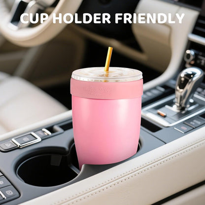Universal Iced Coffee Sleeve,32oz Double Wall Stainless Steel Insulator Fits 16-32oz Starbucks/Dunkin/McDonalds Cups,Reusable Iced Coffee Cup Holder,Leak-Proof Tumbler for Hot,Cold Drink