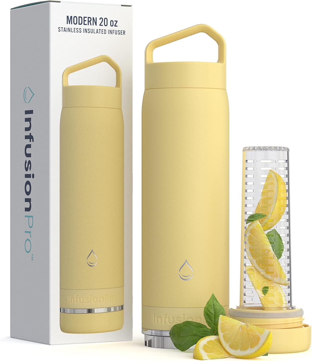 Infusion Pro Fruit Infuser Water Bottle with Straw Lid (32 oz) Stainless Steel Vacuum Insulated : 50 Recipe Fruit Infusion eBook : More Flavor : Easy Cleaning : Great Gift