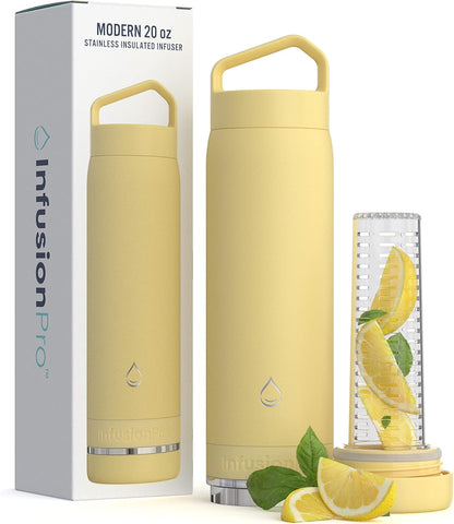 Infusion Pro Fruit Infuser Water Bottle with Straw Lid (32 oz) Stainless Steel Vacuum Insulated : 50 Recipe Fruit Infusion eBook : More Flavor : Easy Cleaning : Great Gift
