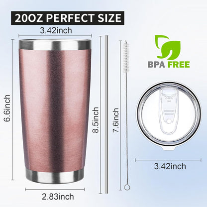 20oz Tumbler with Lid and Straw Double Wall Powder Coated Vacuum Insulated Coffee Tumbler Stainless Steel Insulated Travel Coffee Mug Spill-Proof Thermal Cup for Hot and Cold Beverage,Black