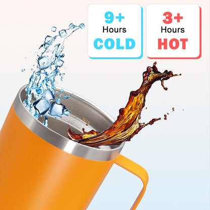 20 oz Tumbler with Handle and Lid, Stainless Steel Tumbler Insulated Travel Coffee Mug, Spill Proof Double Wall Vacuum Tumbler Cup Keep Drink Hot & Cold,White, 1 Pack